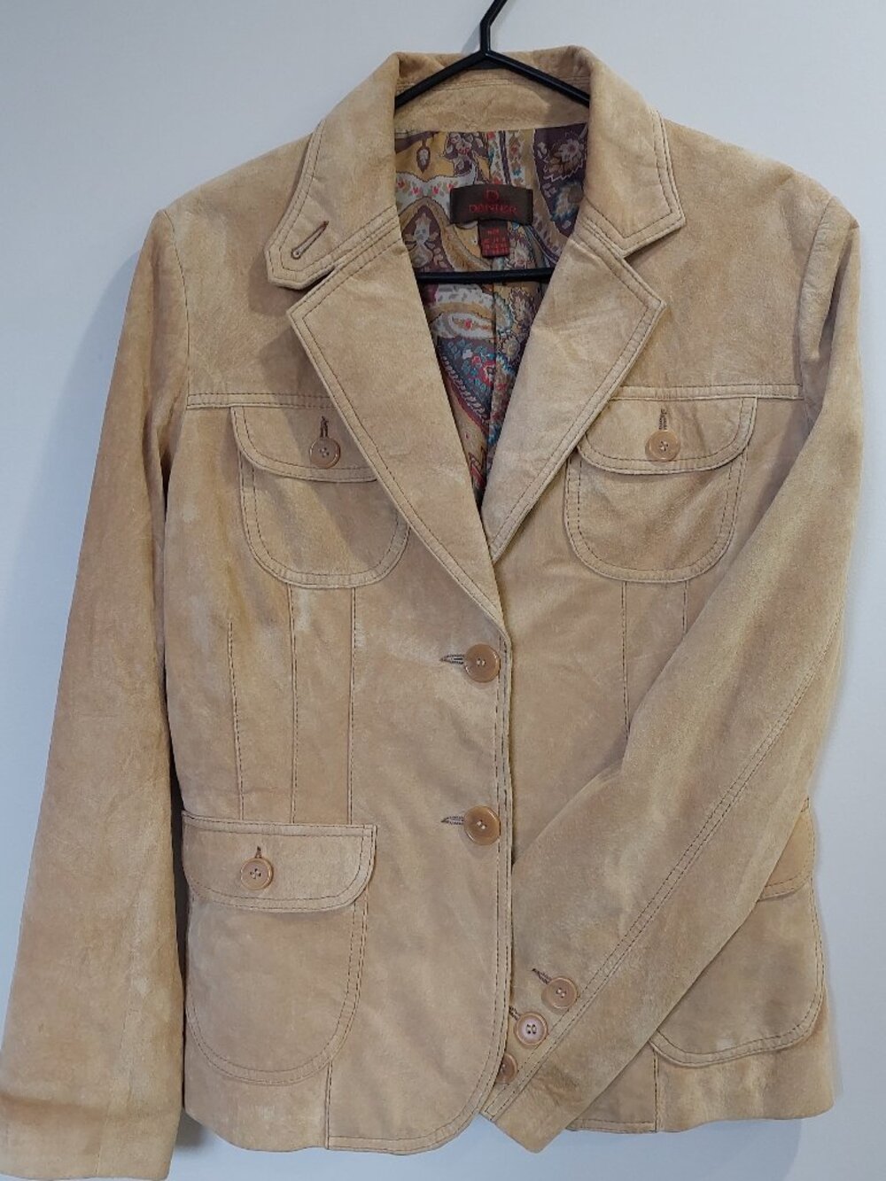 Vintage Danier Women's Sz M Genuine Suede Leather Jacket utility-style